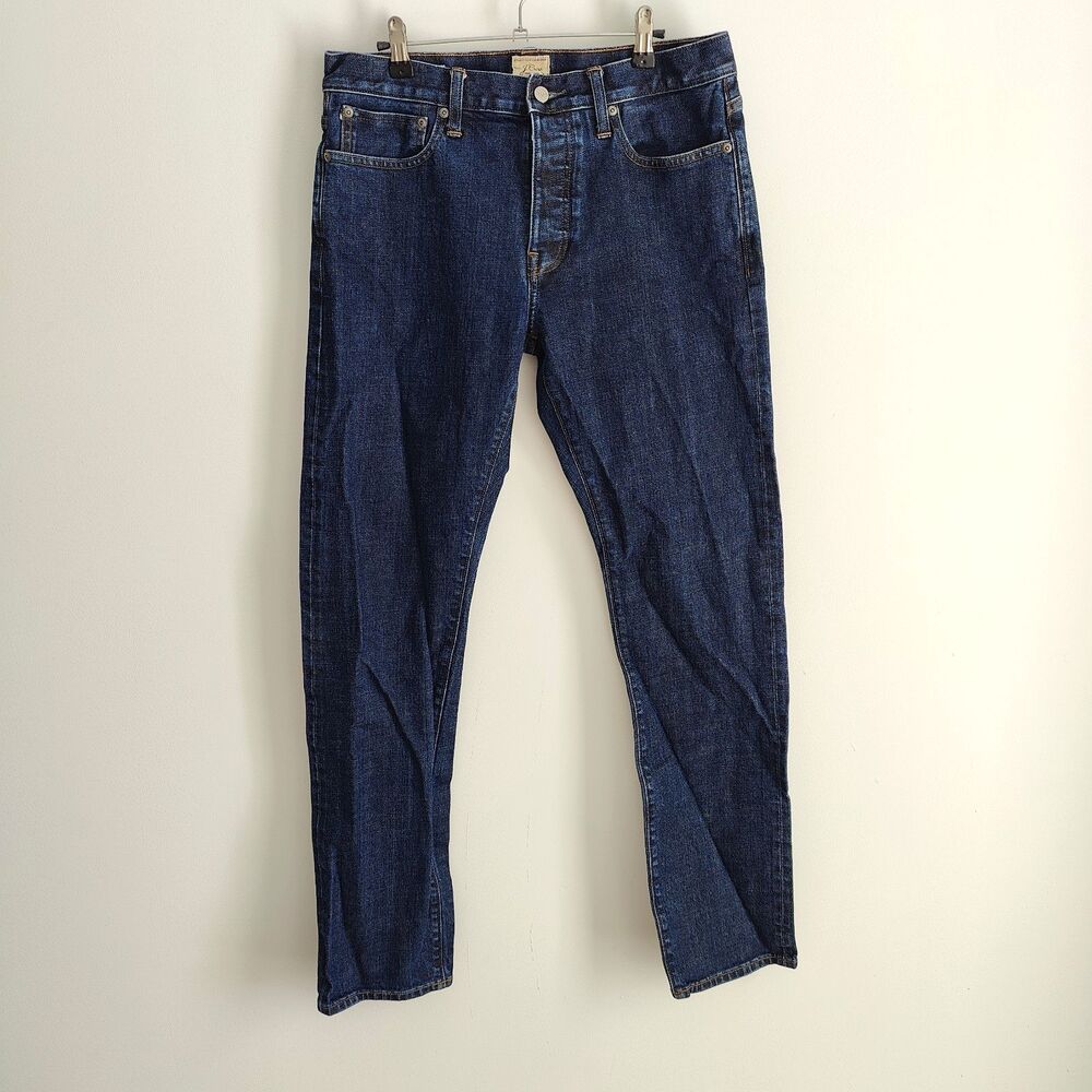 J. Crew Jeans Mens 32x33 Blue 770 Selvedge Button Fly Slim Straight Dark Wash